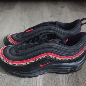 Nike Women's Sneakers - Black, Red, and Leopard Print